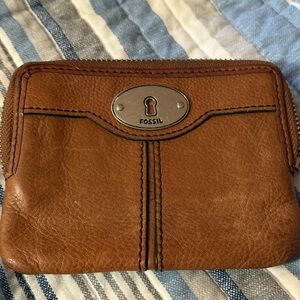 Fossil Tan Monogram Zip Pouch